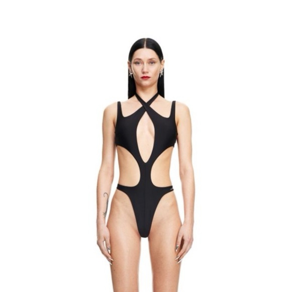 Mugler Black Cutout One-Piece Swimsuit